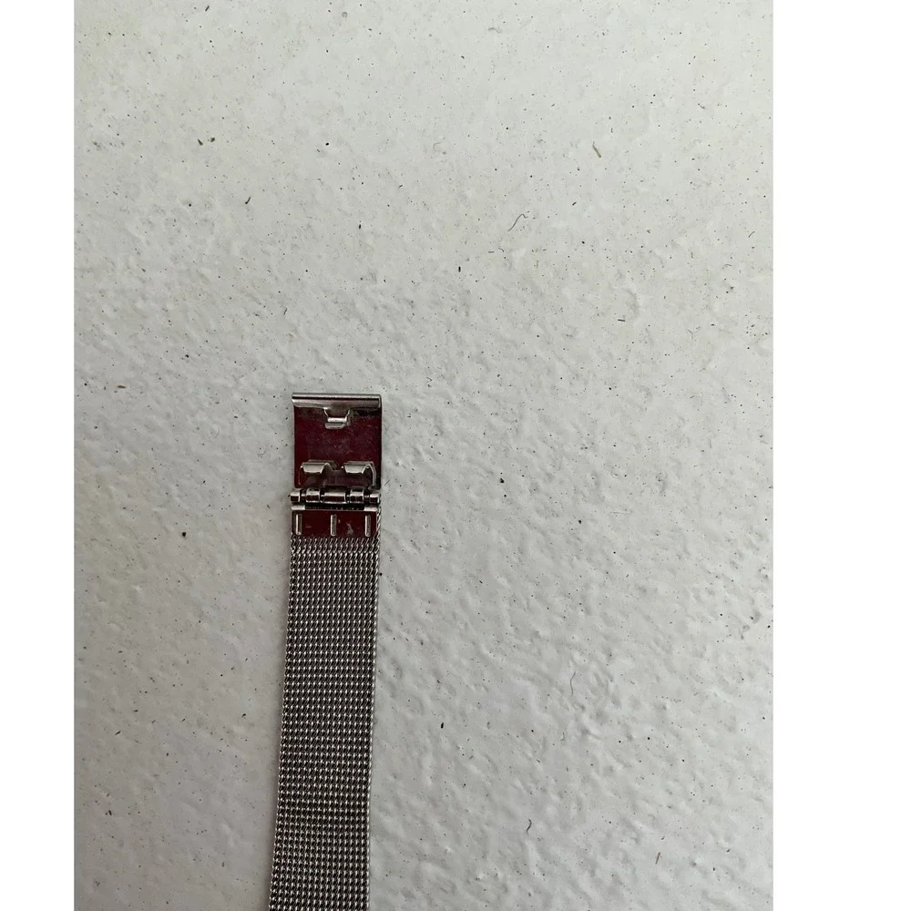 Skagen Denmark Dual Time Zone Silver Mesh Watch Women White Dial Rectangular